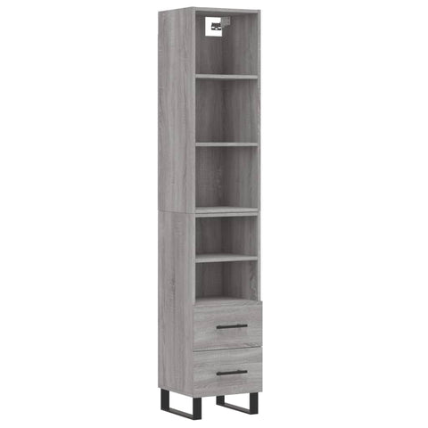 vidaXL Highboard Grau Sonoma 34,5x34x180 cm Holzwerkstoff