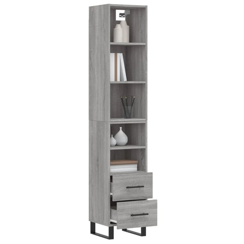 vidaXL Highboard Grau Sonoma 34,5x34x180 cm Holzwerkstoff