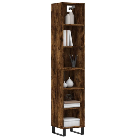 vidaXL Highboard Räuchereiche 34,5x32,5x180 cm Holzwerkstoff