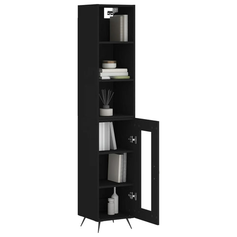 vidaXL Highboard Schwarz 34,5x34x180 cm Holzwerkstoff