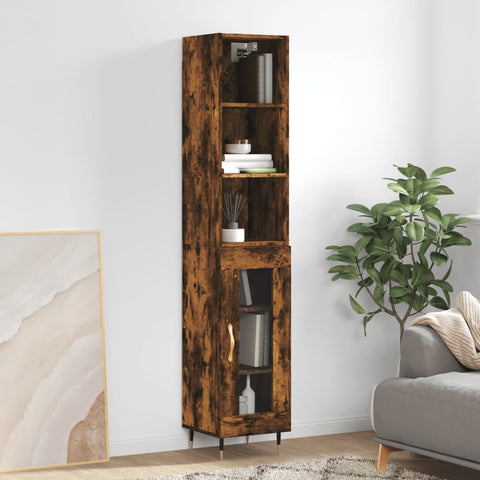 vidaXL Highboard Räuchereiche 34,5x34x180 cm Holzwerkstoff