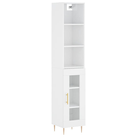 vidaXL Highboard Hochglanz-Weiß 34,5x34x180 cm Holzwerkstoff