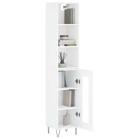 vidaXL Highboard Hochglanz-Weiß 34,5x34x180 cm Holzwerkstoff