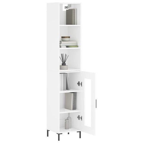 vidaXL Highboard Hochglanz-Weiß 34,5x34x180 cm Holzwerkstoff