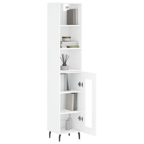 vidaXL Highboard Hochglanz-Weiß 34,5x34x180 cm Holzwerkstoff