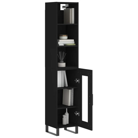 vidaXL Highboard Schwarz 34,5x34x180 cm Holzwerkstoff