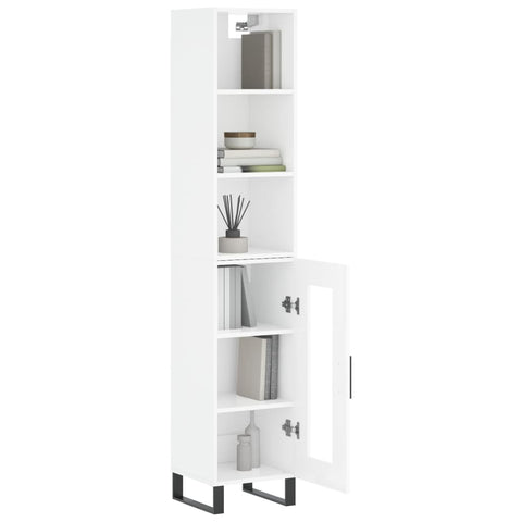 vidaXL Highboard Hochglanz-Weiß 34,5x34x180 cm Holzwerkstoff