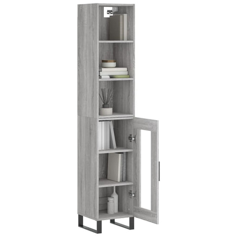 vidaXL Highboard Grau Sonoma 34,5x34x180 cm Holzwerkstoff