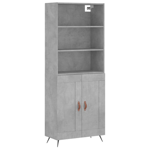 vidaXL Highboard Betongrau 69,5x34x180 cm Holzwerkstoff