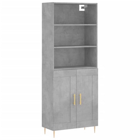 vidaXL Highboard Betongrau 69,5x34x180 cm Holzwerkstoff