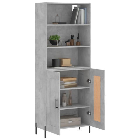 vidaXL Highboard Betongrau 69,5x34x180 cm Holzwerkstoff