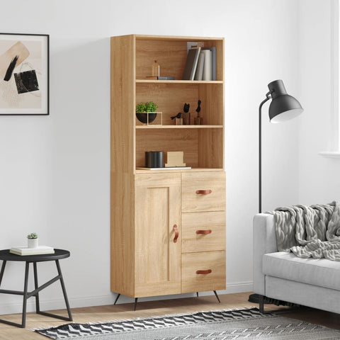 Highboard Sonoma-Eiche 69,5x34x180 cm Holzwerkstoff