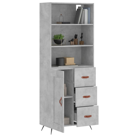 vidaXL Highboard Betongrau 69,5x34x180 cm Holzwerkstoff