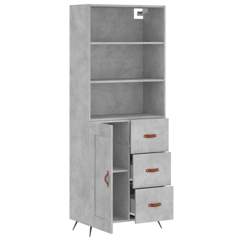 vidaXL Highboard Betongrau 69,5x34x180 cm Holzwerkstoff