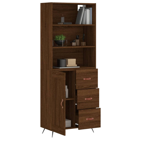 vidaXL Highboard Braun Eichen-Optik 69,5x34x180 cm Holzwerkstoff