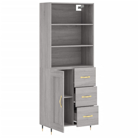 vidaXL Highboard Grau Sonoma 69,5x34x180 cm Holzwerkstoff