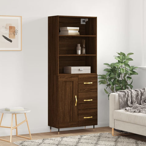 vidaXL Highboard Braun Eichen-Optik 69,5x34x180 cm Holzwerkstoff