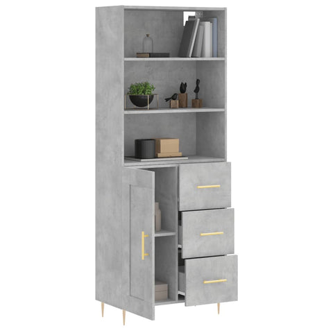 vidaXL Highboard Betongrau 69,5x34x180 cm Holzwerkstoff