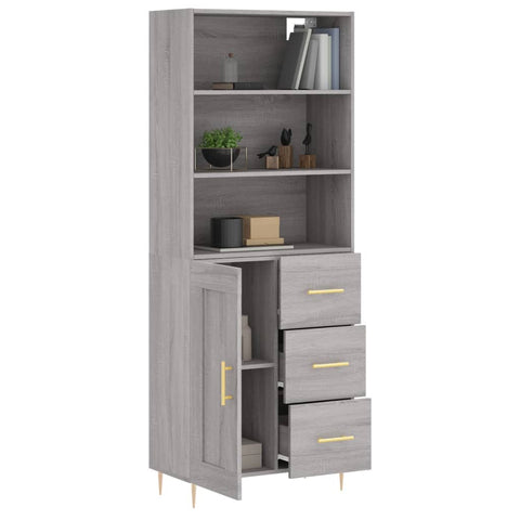 vidaXL Highboard Grau Sonoma 69,5x34x180 cm Holzwerkstoff