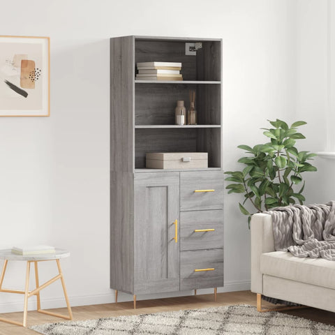 vidaXL Highboard Grau Sonoma 69,5x34x180 cm Holzwerkstoff