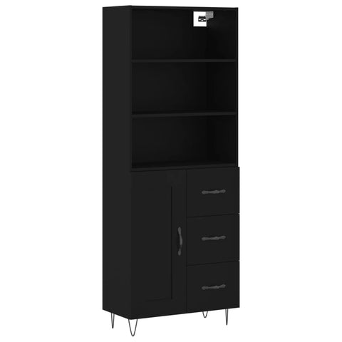 vidaXL Highboard Schwarz 69,5x34x180 cm Holzwerkstoff