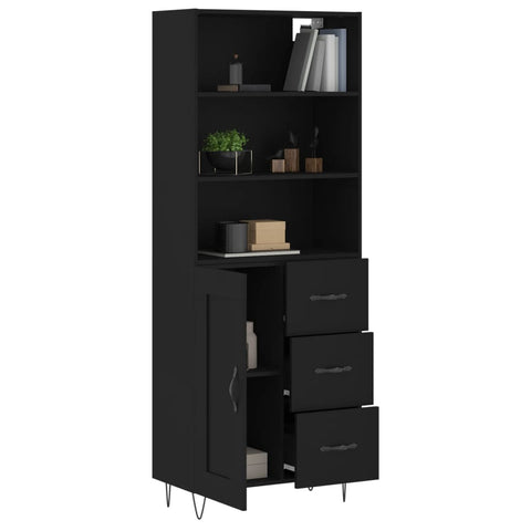 vidaXL Highboard Schwarz 69,5x34x180 cm Holzwerkstoff