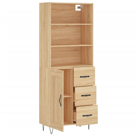 Highboard Sonoma-Eiche 69,5x34x180 cm Holzwerkstoff