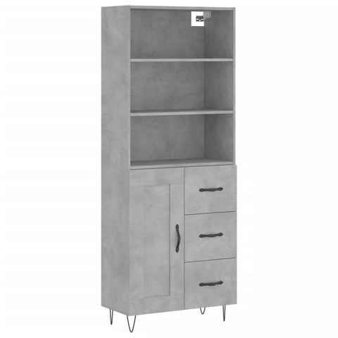 vidaXL Highboard Betongrau 69,5x34x180 cm Holzwerkstoff