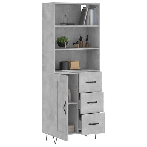 vidaXL Highboard Betongrau 69,5x34x180 cm Holzwerkstoff