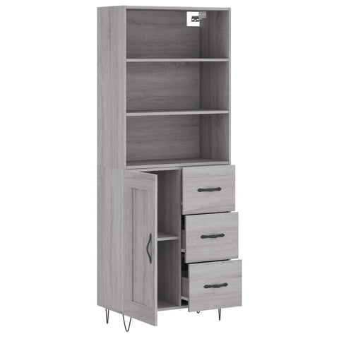 vidaXL Highboard Grau Sonoma 69,5x34x180 cm Holzwerkstoff