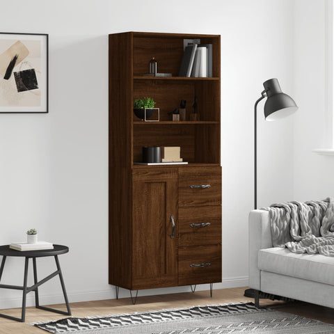 vidaXL Highboard Braun Eichen-Optik 69,5x34x180 cm Holzwerkstoff