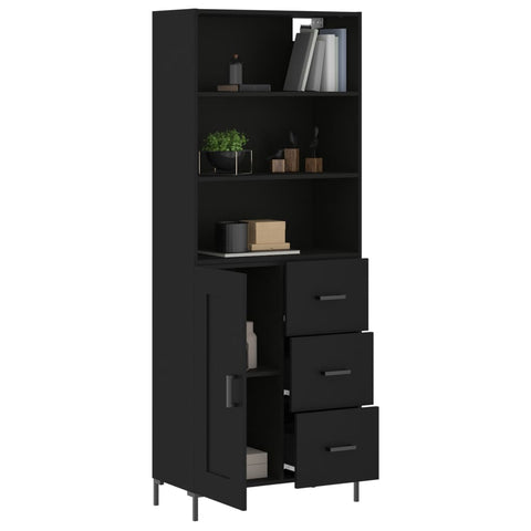 vidaXL Highboard Schwarz 69,5x34x180 cm Holzwerkstoff