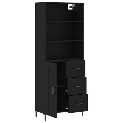 vidaXL Highboard Schwarz 69,5x34x180 cm Holzwerkstoff