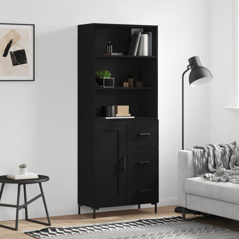 vidaXL Highboard Schwarz 69,5x34x180 cm Holzwerkstoff