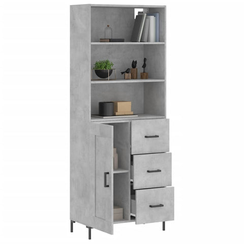 vidaXL Highboard Betongrau 69,5x34x180 cm Holzwerkstoff