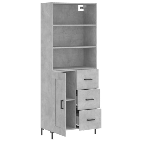 vidaXL Highboard Betongrau 69,5x34x180 cm Holzwerkstoff