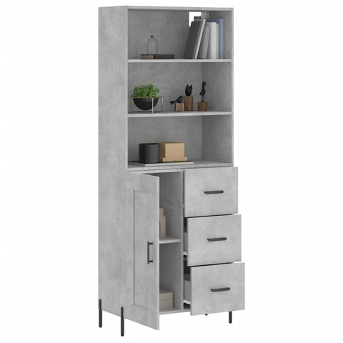 vidaXL Highboard Betongrau 69,5x34x180 cm Holzwerkstoff