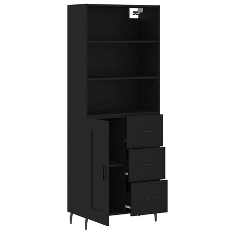 vidaXL Highboard Schwarz 69,5x34x180 cm Holzwerkstoff