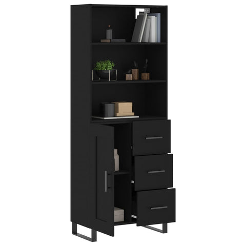 vidaXL Highboard Schwarz 69,5x34x180 cm Holzwerkstoff