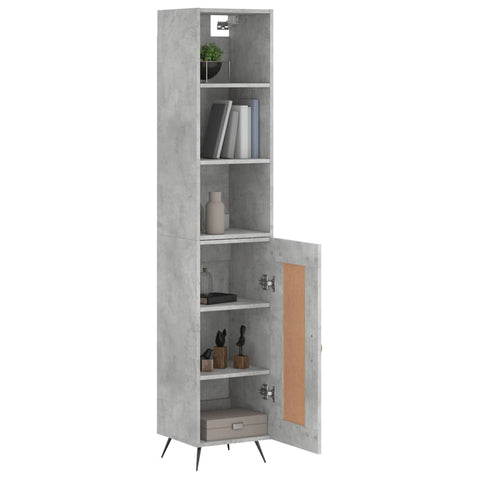 vidaXL Highboard Betongrau 34,5x34x180 cm Holzwerkstoff