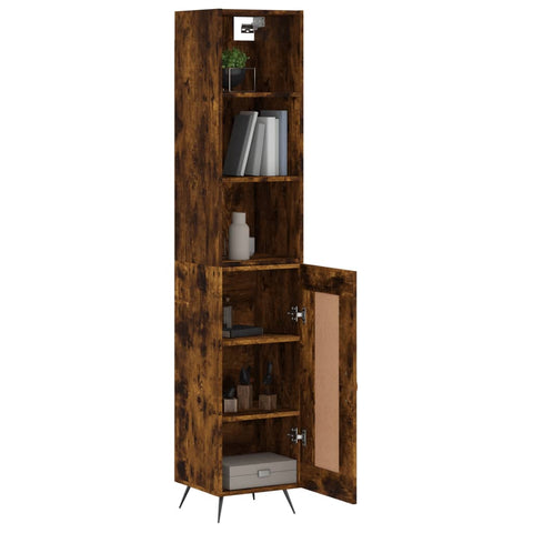 vidaXL Highboard Räuchereiche 34,5x34x180 cm Holzwerkstoff