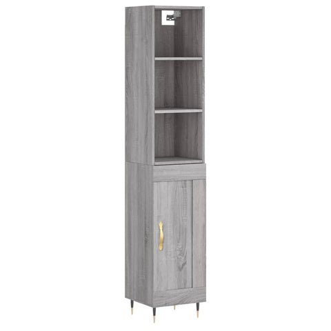 vidaXL Highboard Grau Sonoma 34,5x34x180 cm Holzwerkstoff