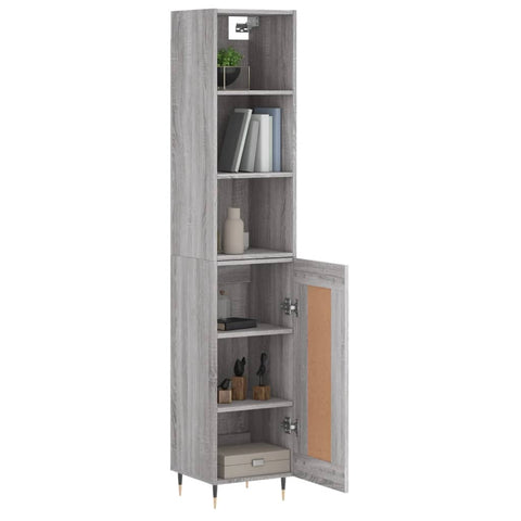 vidaXL Highboard Grau Sonoma 34,5x34x180 cm Holzwerkstoff