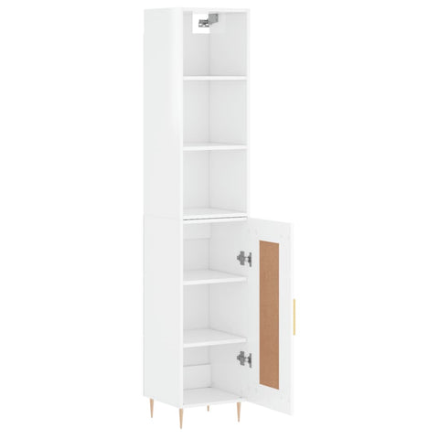 vidaXL Highboard Hochglanz-Weiß 34,5x34x180 cm Holzwerkstoff