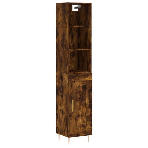 vidaXL Highboard Räuchereiche 34,5x34x180 cm Holzwerkstoff