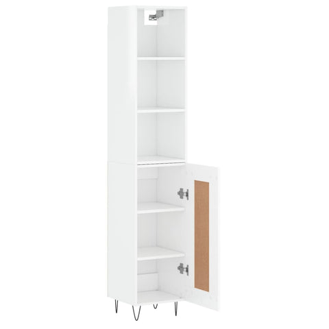 vidaXL Highboard Hochglanz-Weiß 34,5x34x180 cm Holzwerkstoff