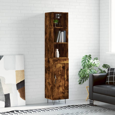 vidaXL Highboard Räuchereiche 34,5x34x180 cm Holzwerkstoff