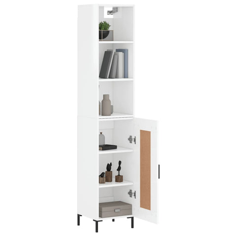 vidaXL Highboard Hochglanz-Weiß 34,5x34x180 cm Holzwerkstoff