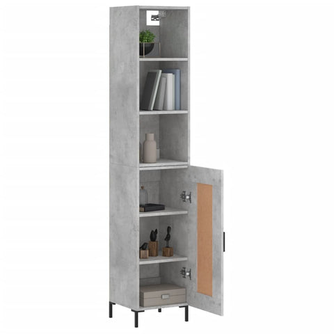 vidaXL Highboard Betongrau 34,5x34x180 cm Holzwerkstoff