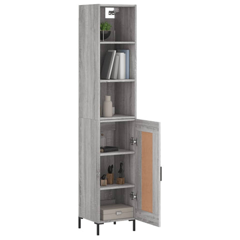 vidaXL Highboard Grau Sonoma 34,5x34x180 cm Holzwerkstoff